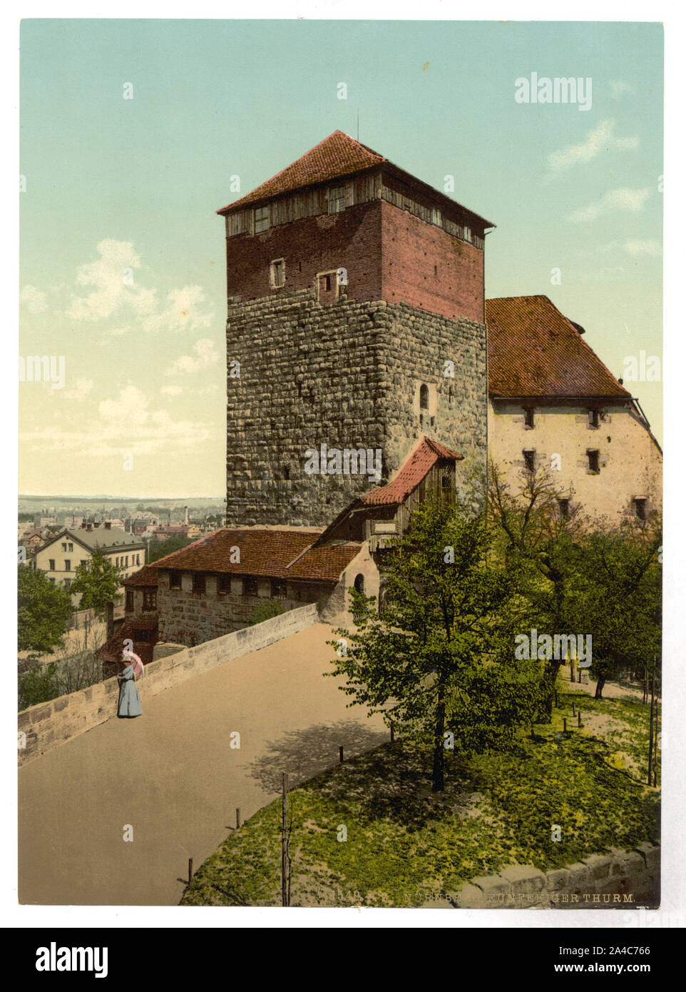The Quintagonal tower (i.e. Funfeckiger Turm), Nuremberg, Bavaria ...