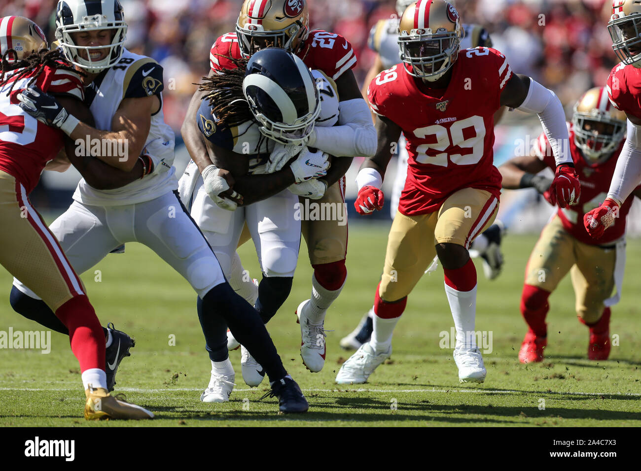 Los Angeles, CA. 13th Oct, 2019. Los Angeles Rams running back Darrell Henderson 27 being