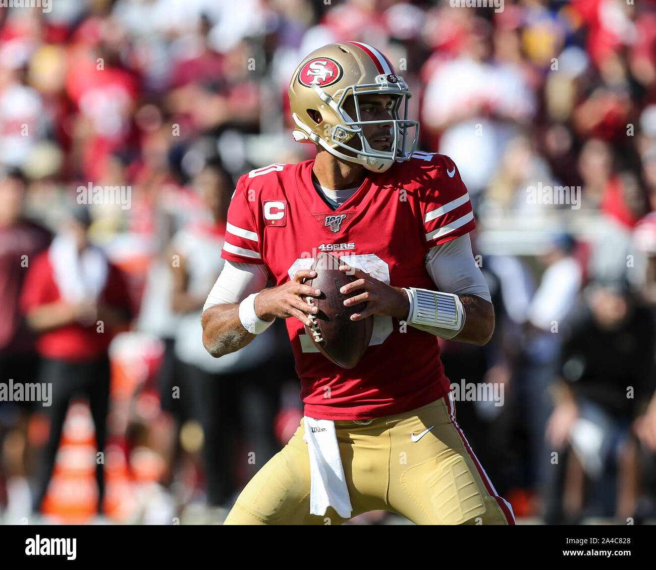 Los Angeles, CA. 13th Oct, 2019. San Francisco 49ers quarterback Jimmy  Garoppolo #10 after the NFL game between San Francisco 49ers vs Los Angeles  Rams at the Los Angeles Memorial Coliseum in