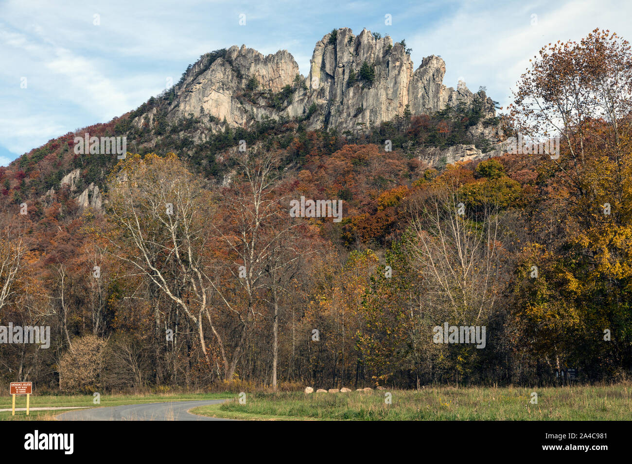 The Seneca Rocks, a large crag and local landmark in Pendleton County