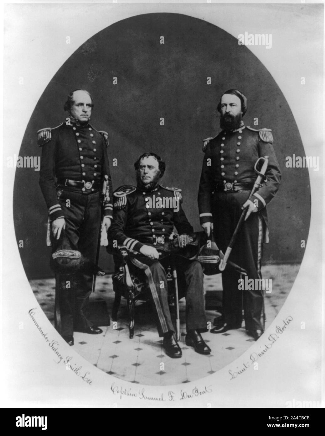 The U.S. Commissioners for the 1st Japanese embassy to the U.S., May - July 1860. Commander Sidney Smith Lee, Captain Samuel F. DuPont, Lieut. David Dixon Porter Stock Photo