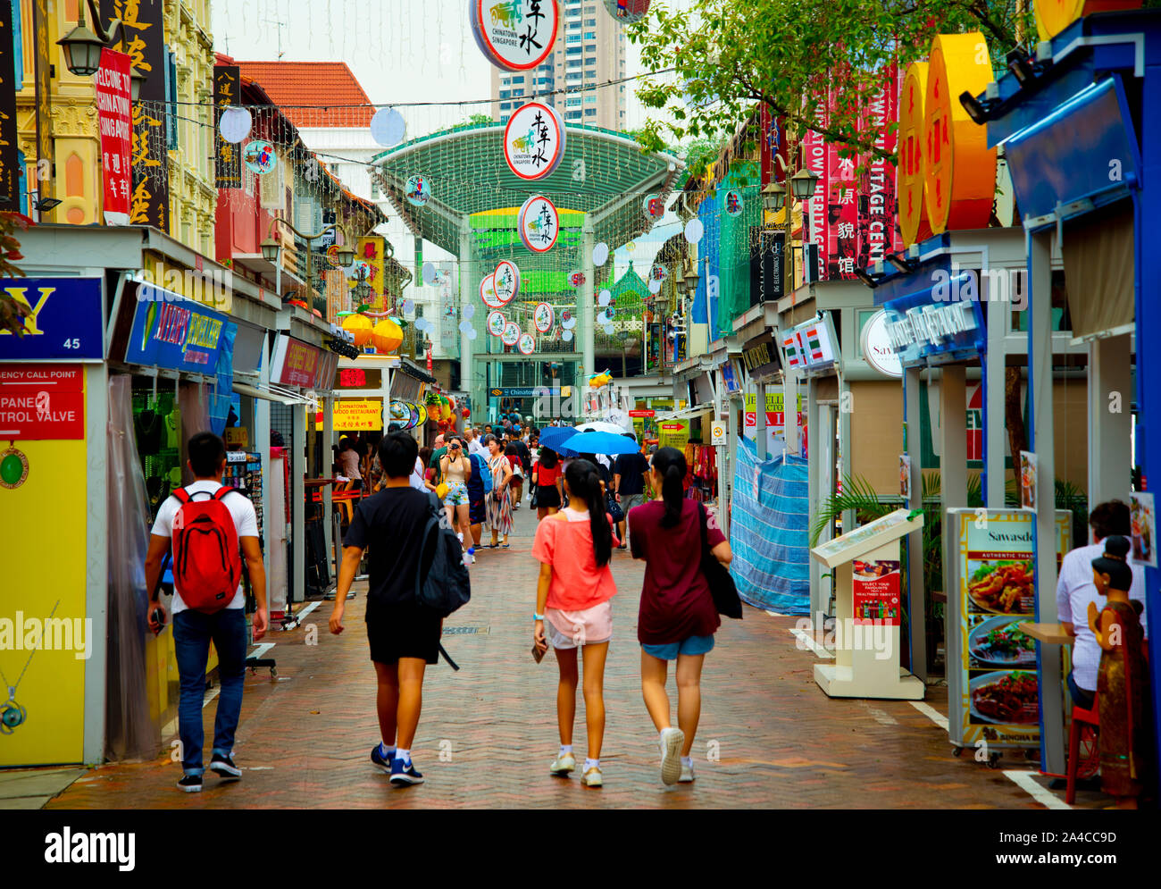 SINGAPORE CITY, SINGAPORE - April 11, 2019: Colorful street in Chinatown district Stock Photo
