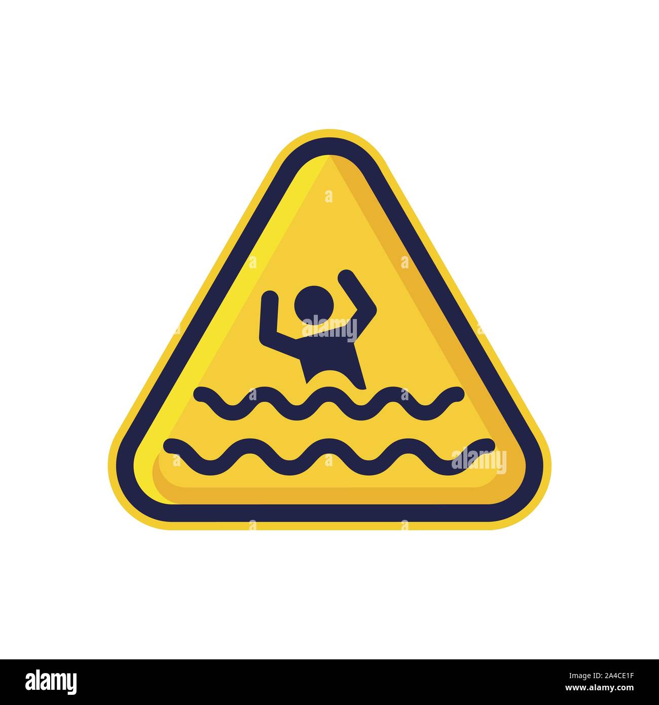 Beware Of Drowning Sign Isolated On White Background. Triangle Warning Symbol Simple, Flat Vector, Icon You Can Use Your Website Design, Mobile App Or Stock Photo