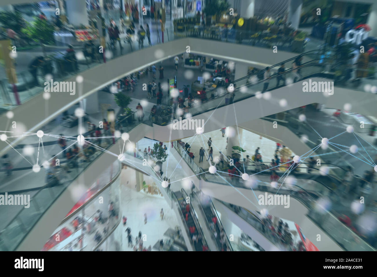 smart retail concept with machine, deep learning, neural network technology, the artificial intelligence network in smart store to disrupt Stock Photo