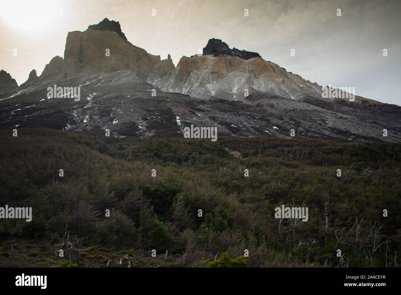 Paine Grande Winter in Torres del Paine National Park, Patagonia Chile Stock Photo