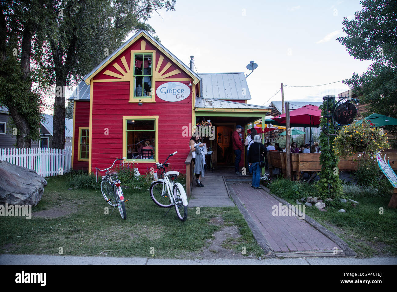 The brightly painted Ginger Cafe in Crested Butte, a town heavily