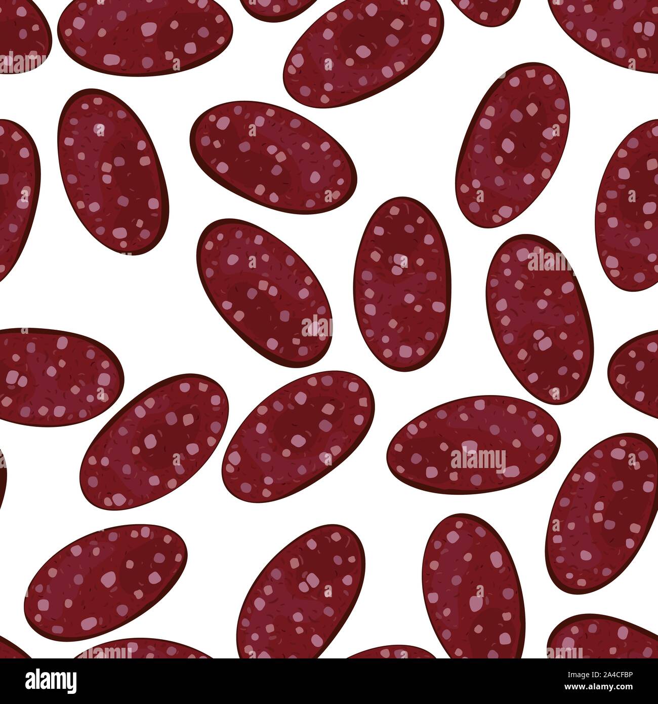 Sausage slice snack. Vector illustration. Seamless pattern background. Stock Vector