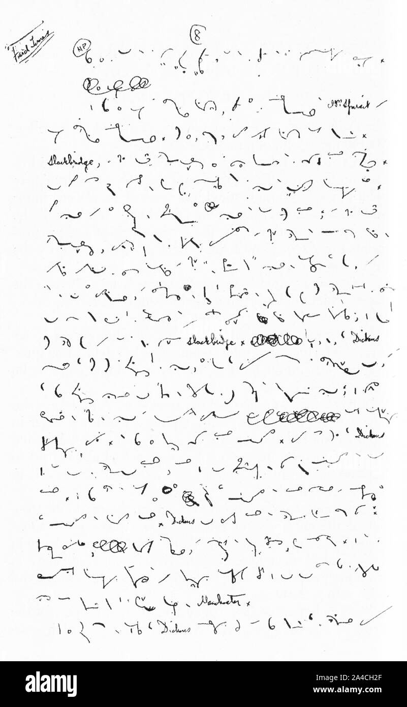 Facsmile of a page of the play Saint Joan written in shorthand by George Bernard Shaw, circa 1922. Stock Photo