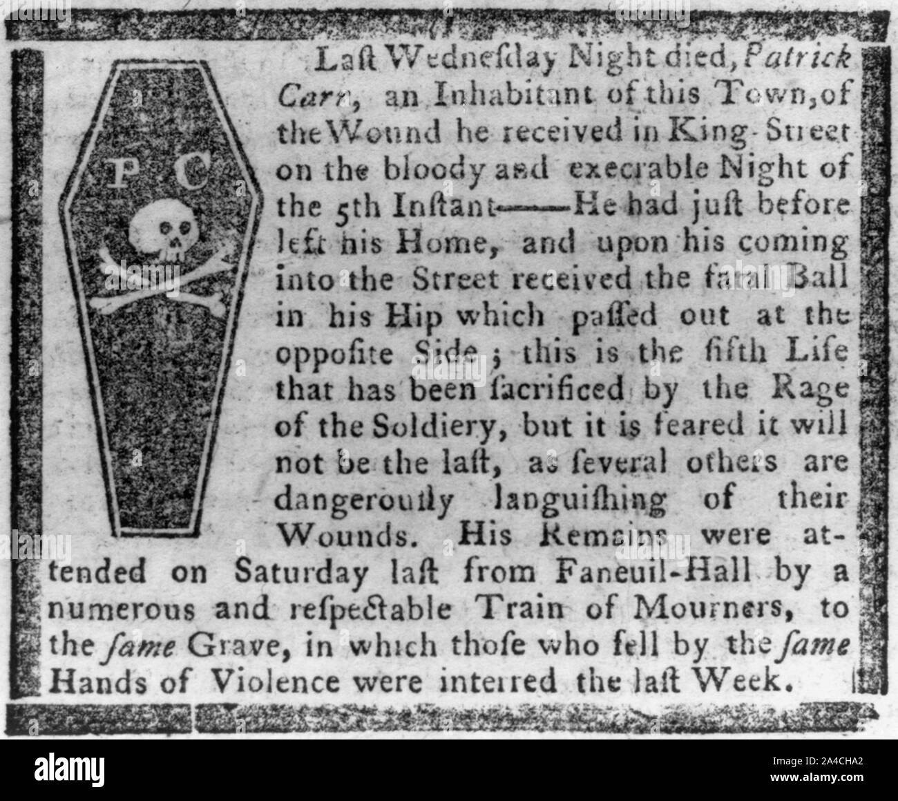 The coffin of Patrick Carr Stock Photo Alamy