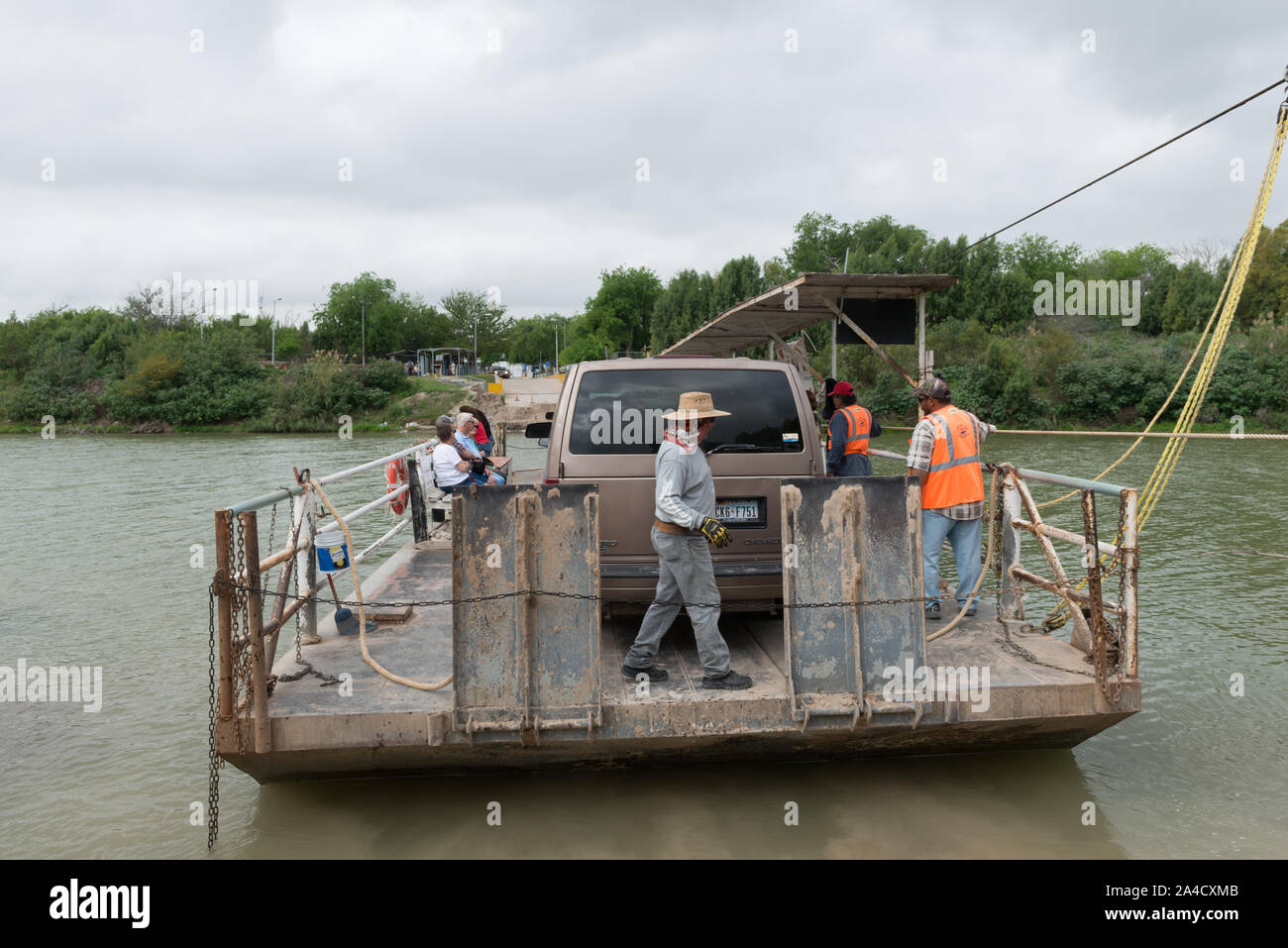The handpulled Los Ebanos Ferry or El Chalan, formally known as the