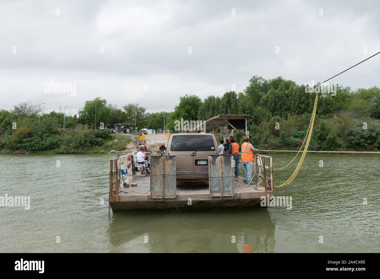 The handpulled Los Ebanos Ferry or El Chalan, formally known as the