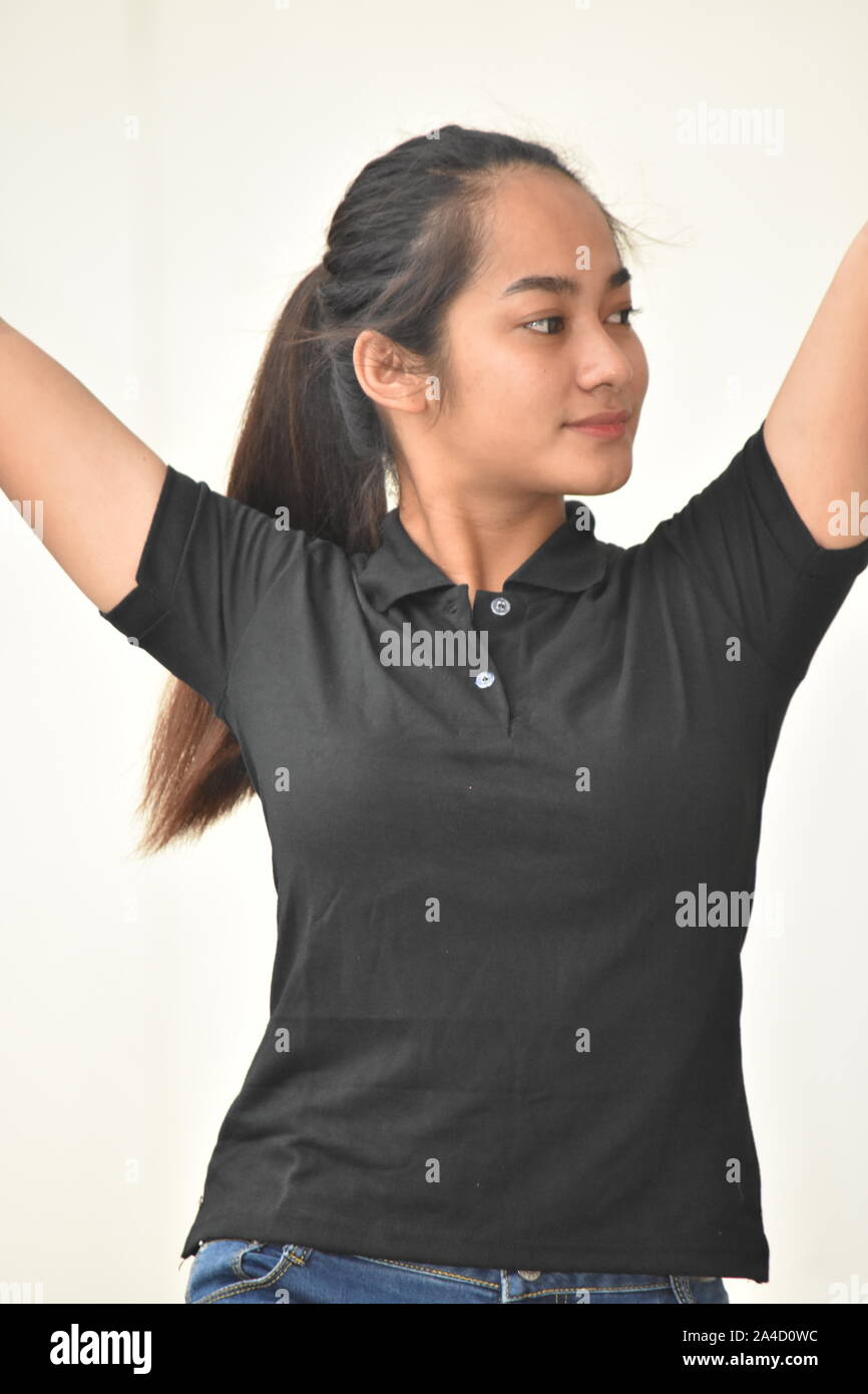 Female Youngster With Long Hair Stock