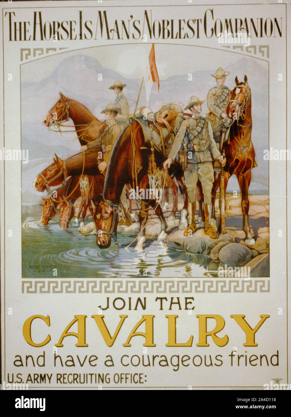 The horse is man's noblest companion - join the cavalry and have a courageous friend / Horst Schreck 1920. Stock Photo