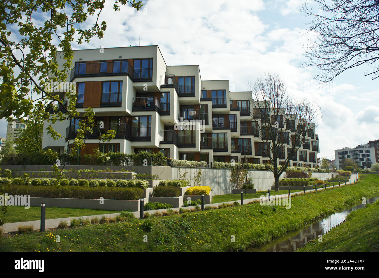Warsaw, Poland. 21 April 2019. Modern, Luxury Apartment, Building in