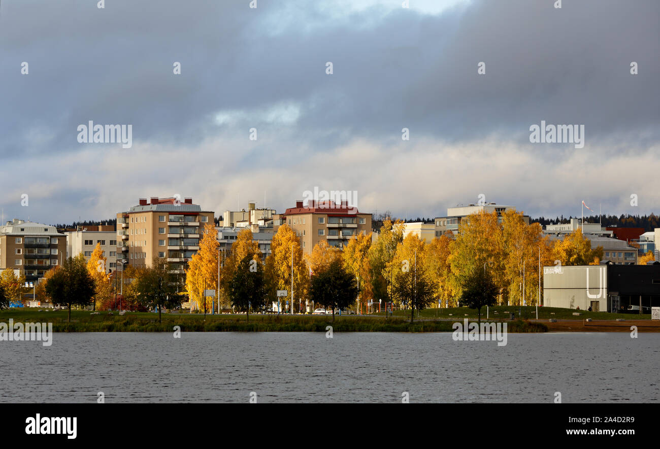 Hameenlinna, Finland 10/13/2019 An  autumnal city view with stormy clouds in the sky. Stock Photo