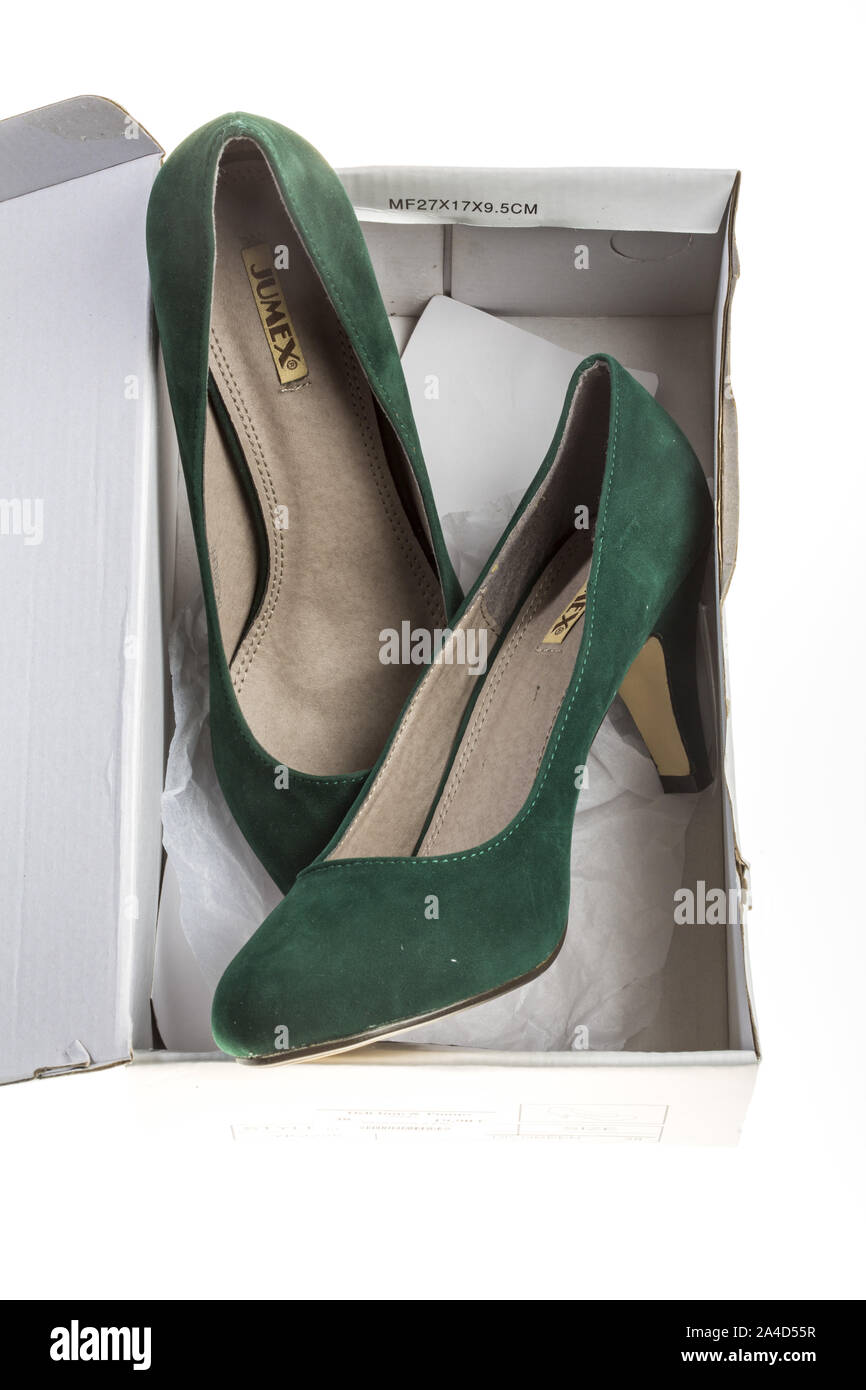 Women's shoes, in a shoe box, Stock Photo