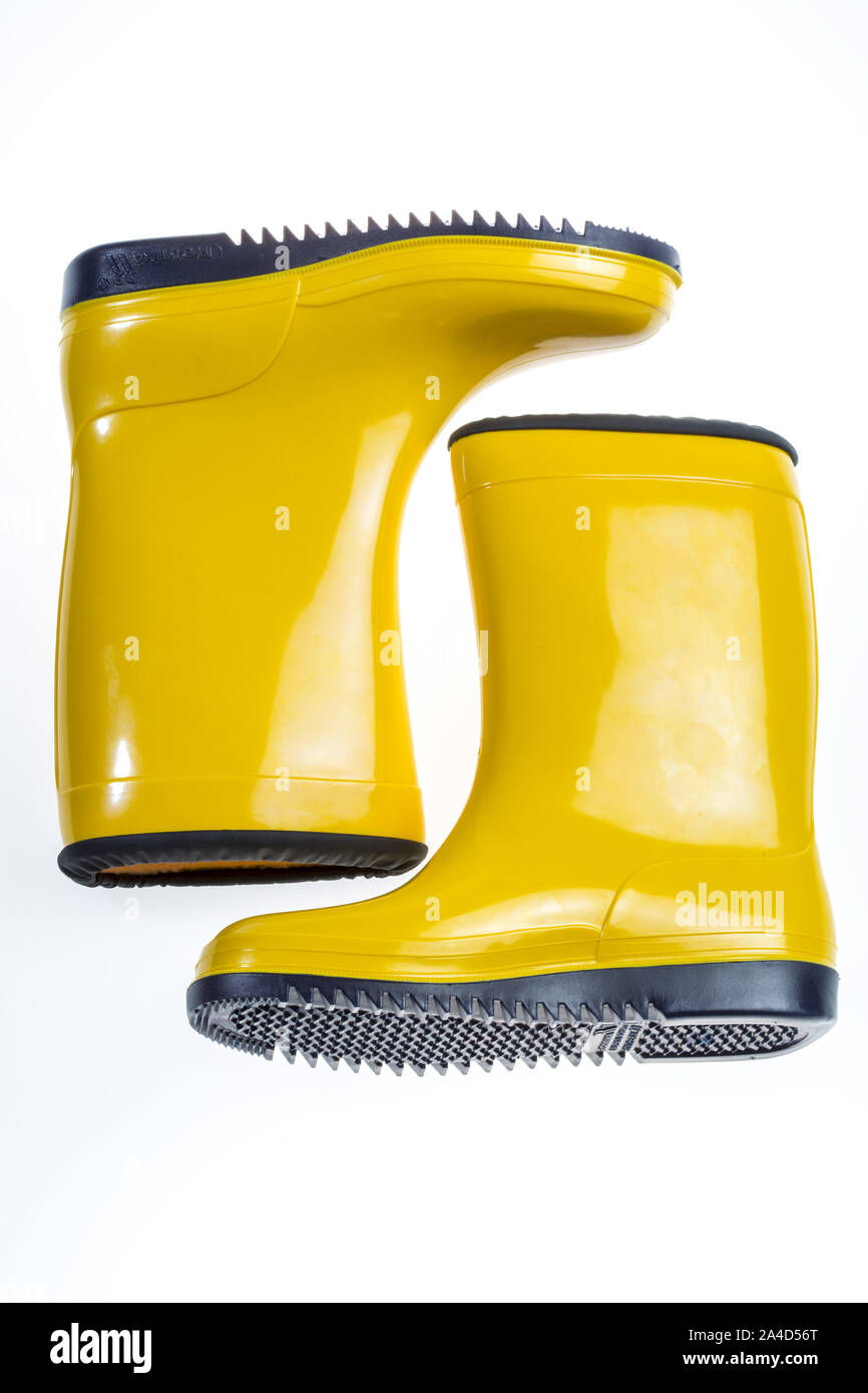 Yellow rubber boots, child size Stock Photo Alamy