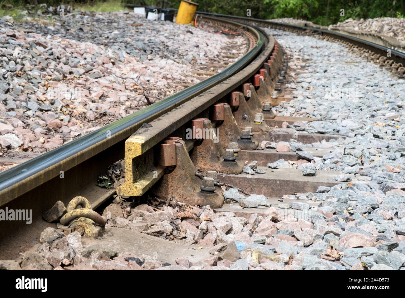 Check rail on the curve of a single line railway track, Hope, Derbyshire,  England, UK Stock Photo - Alamy