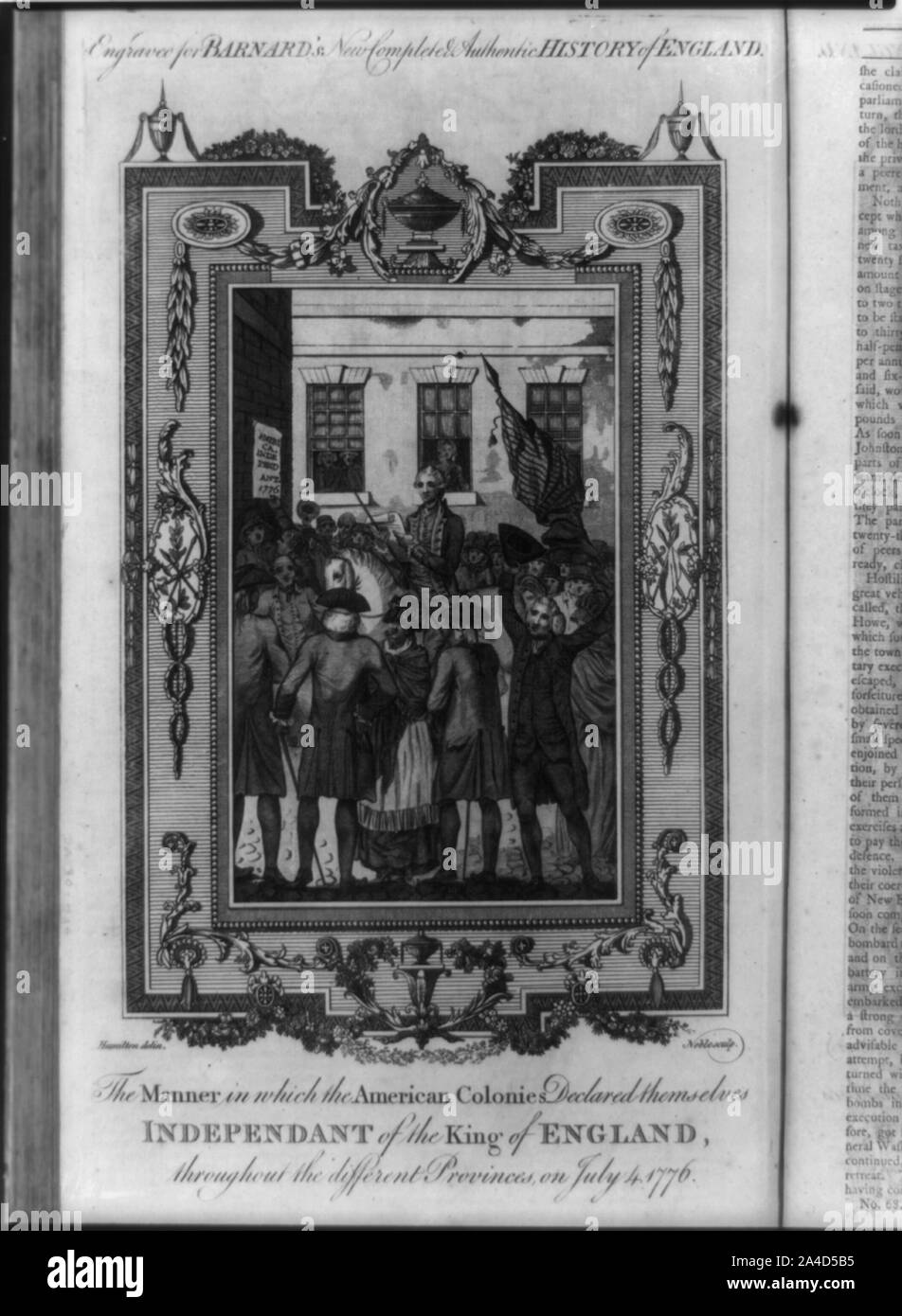 The manner in which the American colonies declared themselves