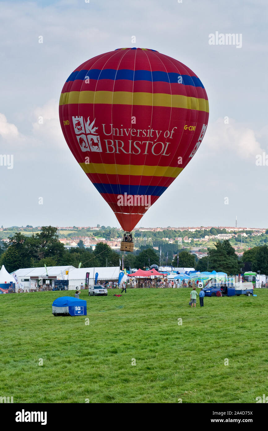 'University of Bristol' (G-CDWD) hot air balloon. Bristol International Balloon Fiesta, England Stock Photo