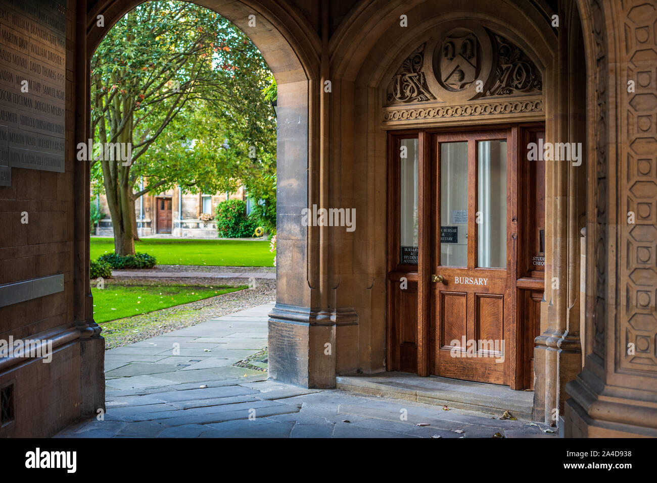 College Bursary at Gonville & Caius College, part of the Cambridge University. The University Bursary manages the financial affairs of the College. Stock Photo