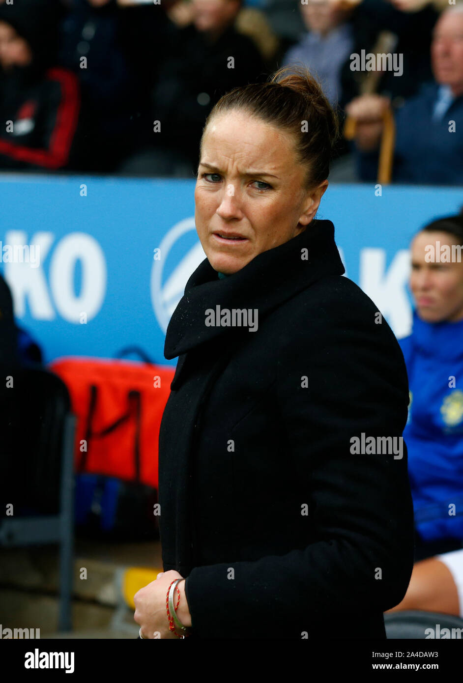 LONDON, UNITED KINGDOM OCTOBER 13. Casey Stoney manager of Manchester United Women  during Barclays FA Women's Super League between Tottenham Hotspur Stock Photo