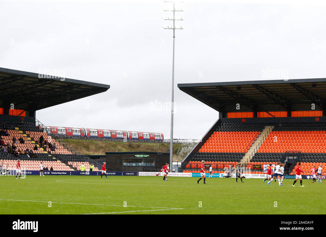 LONDON, UNITED KINGDOM OCTOBER 13. View of Barnet FC during Barclays FA Women's Super League between Tottenham Hotspur and Manchester United at The Hi Stock Photo