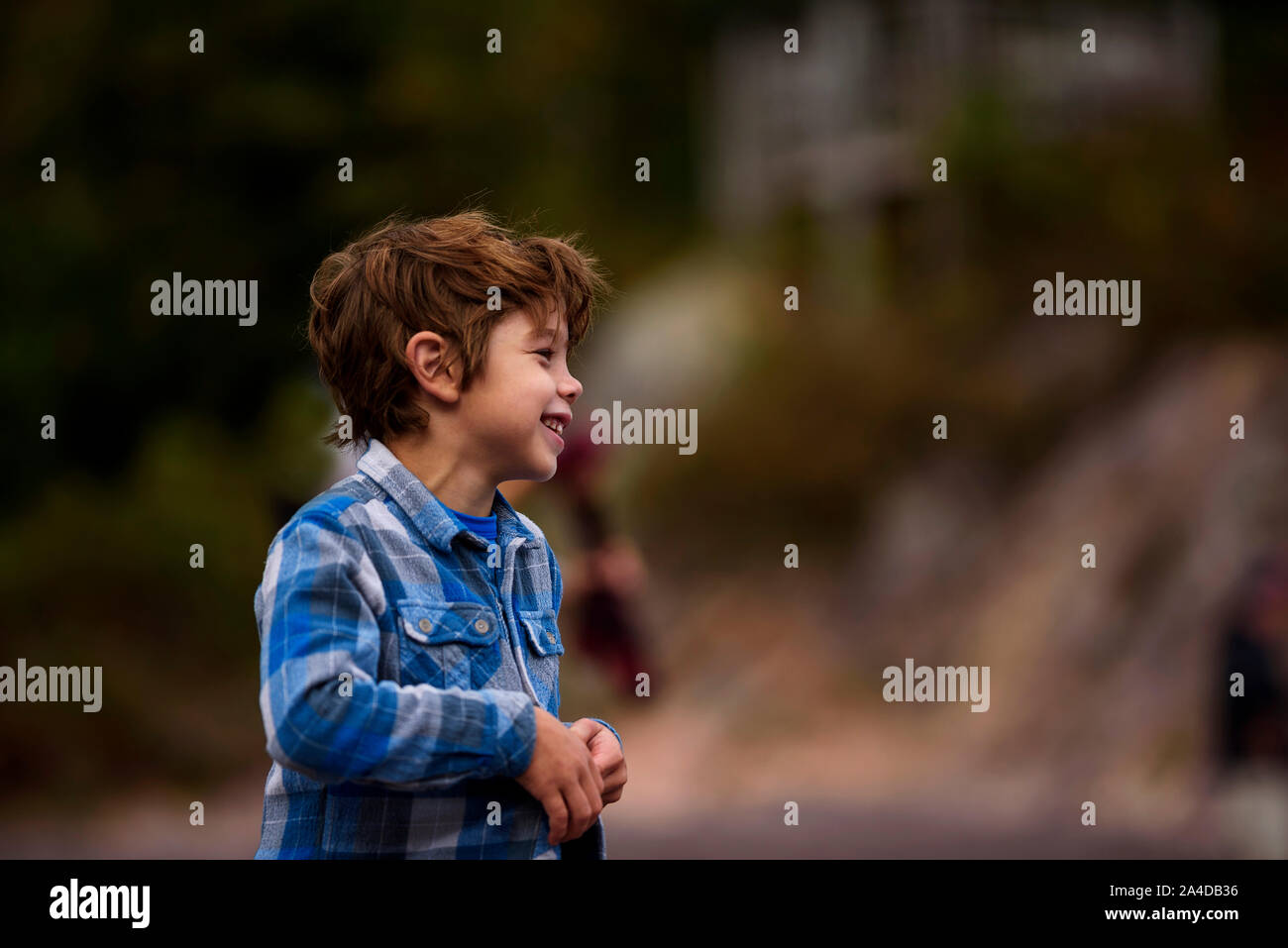 Portrait of a boy laughing, United States Stock Photo