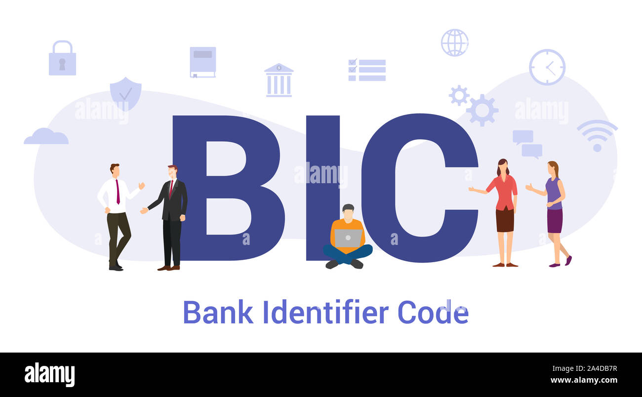 bic bank identifier code concept with big word or text and team people with  modern flat style - vector illustration Stock Photo - Alamy