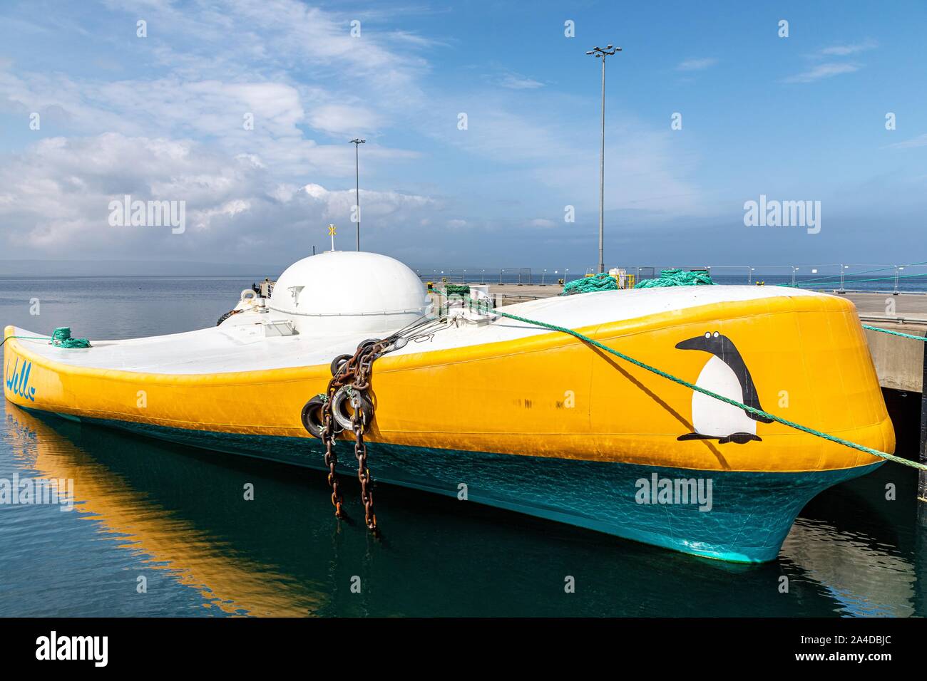 BOAT FROM THE WELLO ORY COMPANY, PENGUIN WEC2 WAVE ENERGY CONVERTER