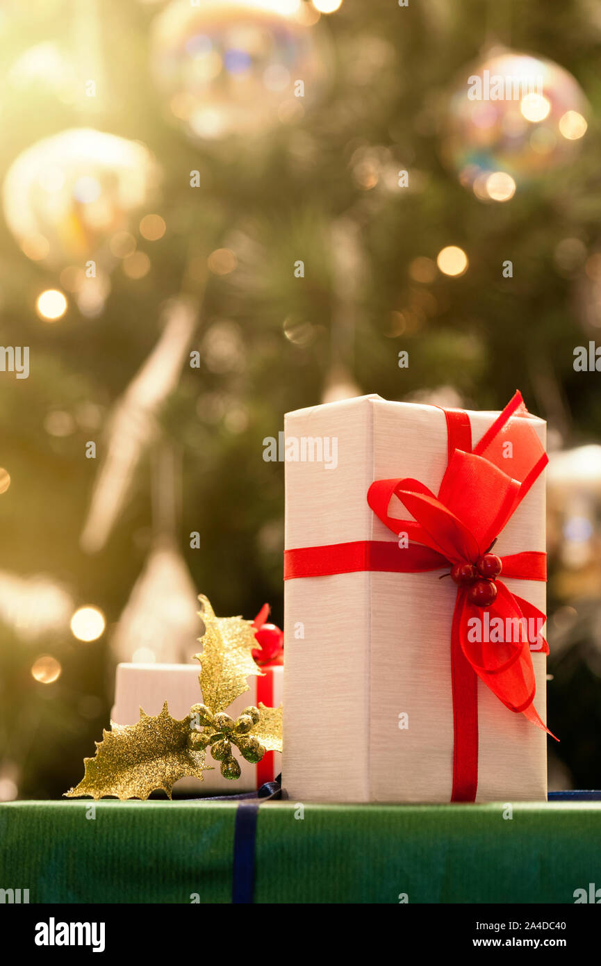 Shiny christmas tree gift boxes hires stock photography and images Alamy