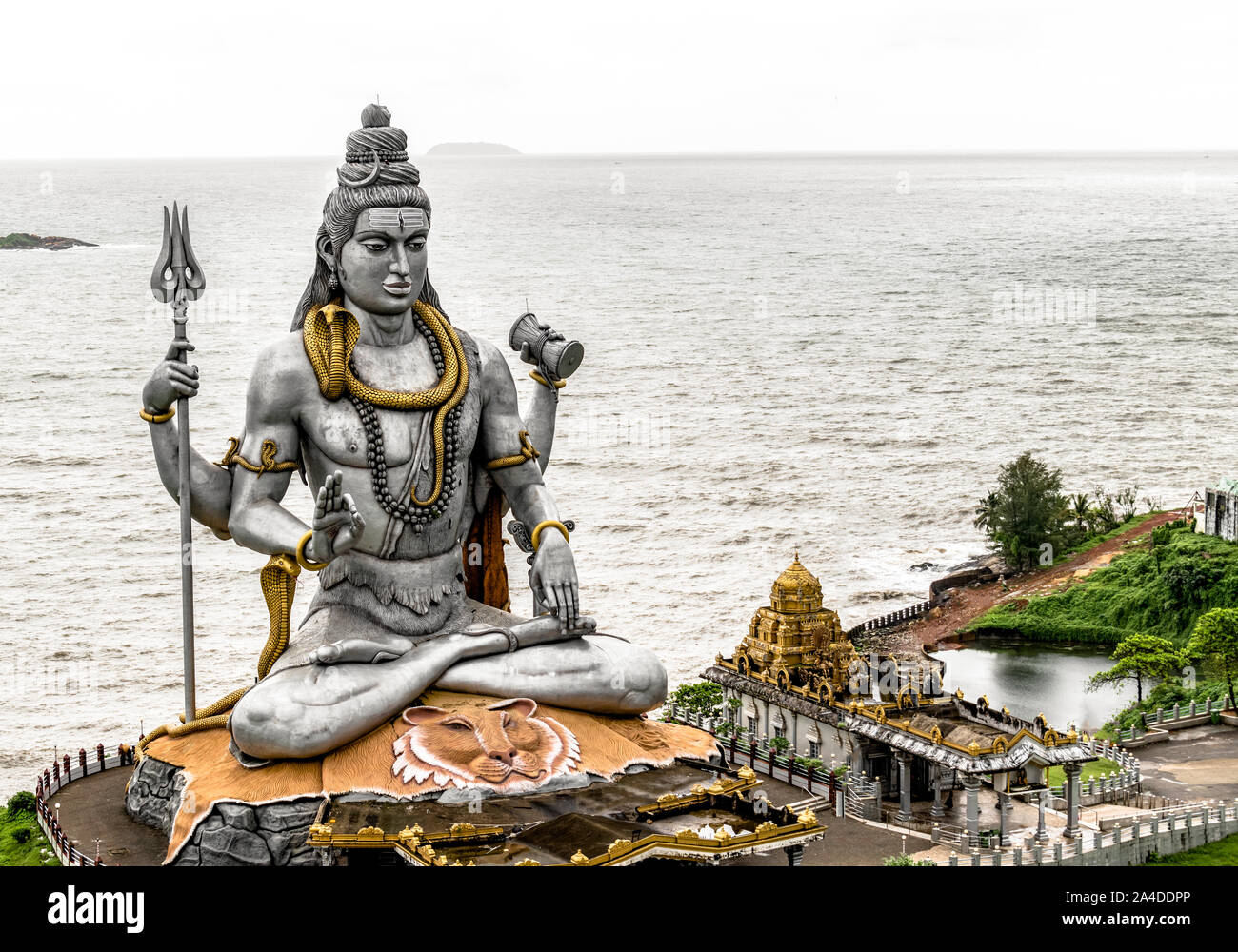 Statue of Hindu mythology God Shiva in Murdeshwar, Karnataka. This 123 feet statue is situated on Arabian sea Coast and is His second tallest statue. Stock Photo