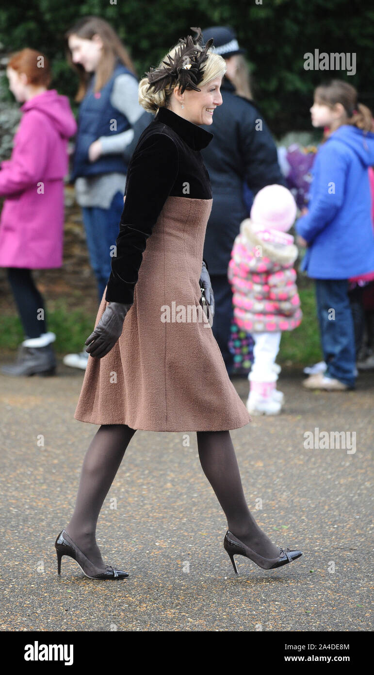Photo Must Be Credited ©Kate Green/Alpha Press 076785 25/12/12 Sophie Countess of Wessex at St Mary Magdalene Church in Sandringham, Norfolk for a Christmas Day Service with the Royal Family Stock Photo