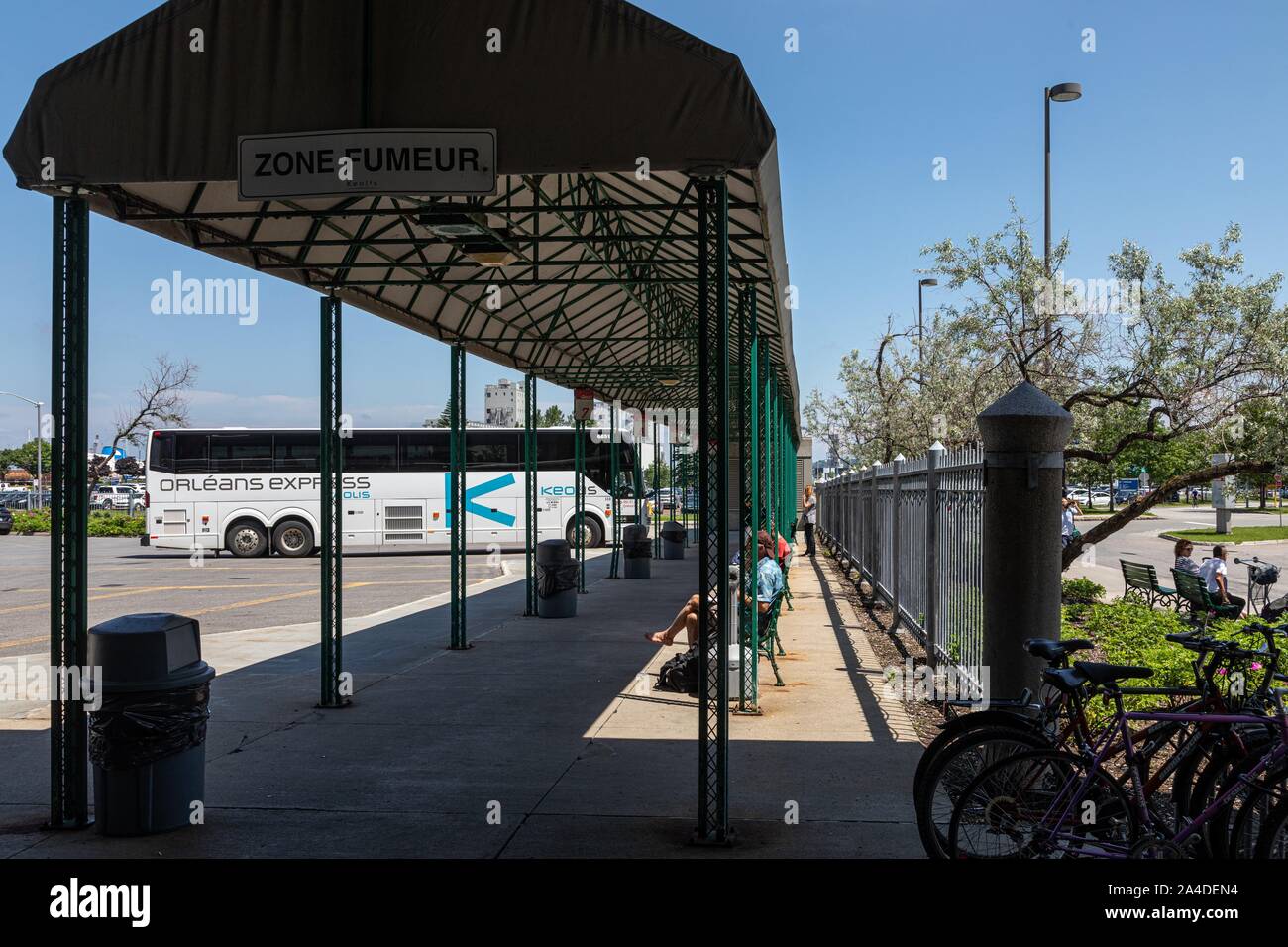 PALAIS BUS STATION, BUS AND COACH COMPANY ORLEANS EXPRESS, QUEBEC, CANADA Stock Photo