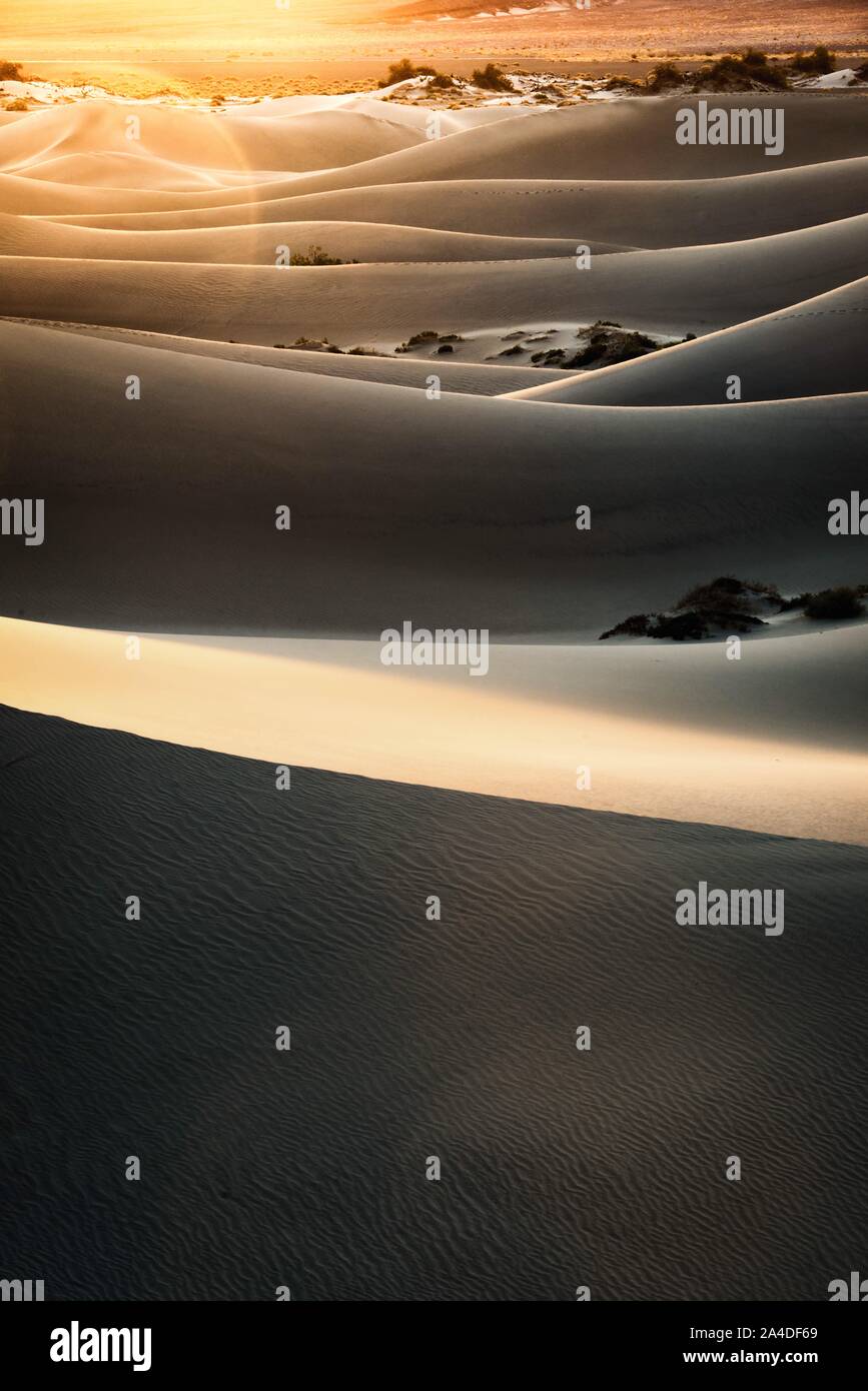 Mesquite Flat Sand Dunes at sunrise, Death Valley National Park, California, United States Stock Photo