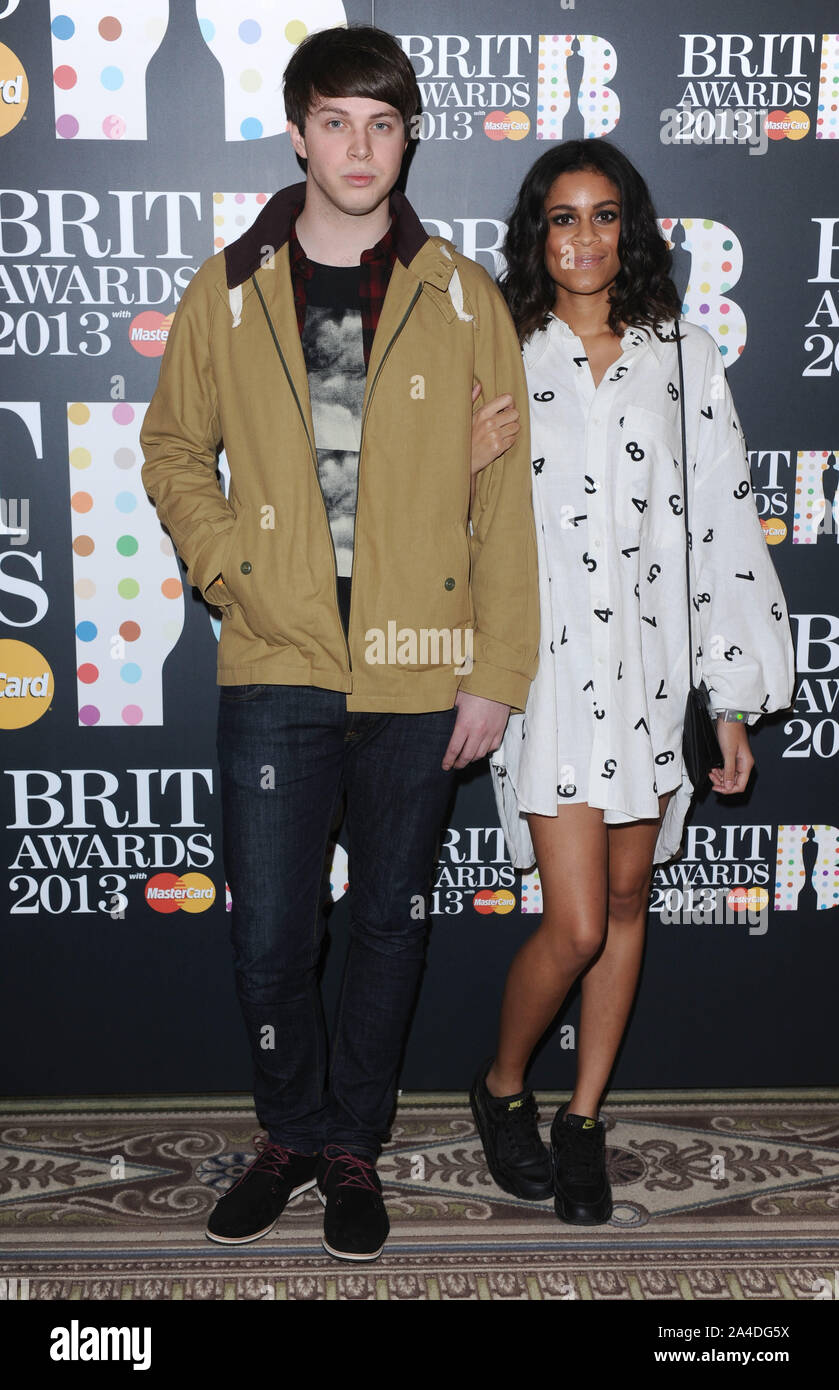 Photo Must Be Credited ©Kate Green/Alpha Press 076798 10/01/2013 Alunageorge George Reid and  Aluna Francis Brit Awards 2013 Nominations The Savoy London Stock Photo