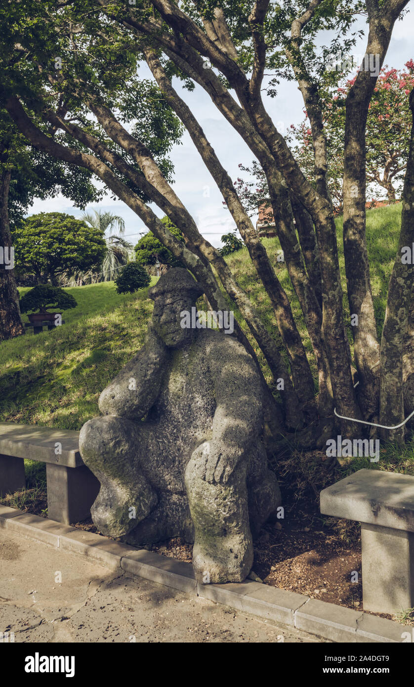 Jeju Island, South Korea, september 05, 2019 unique lavarock sculpure