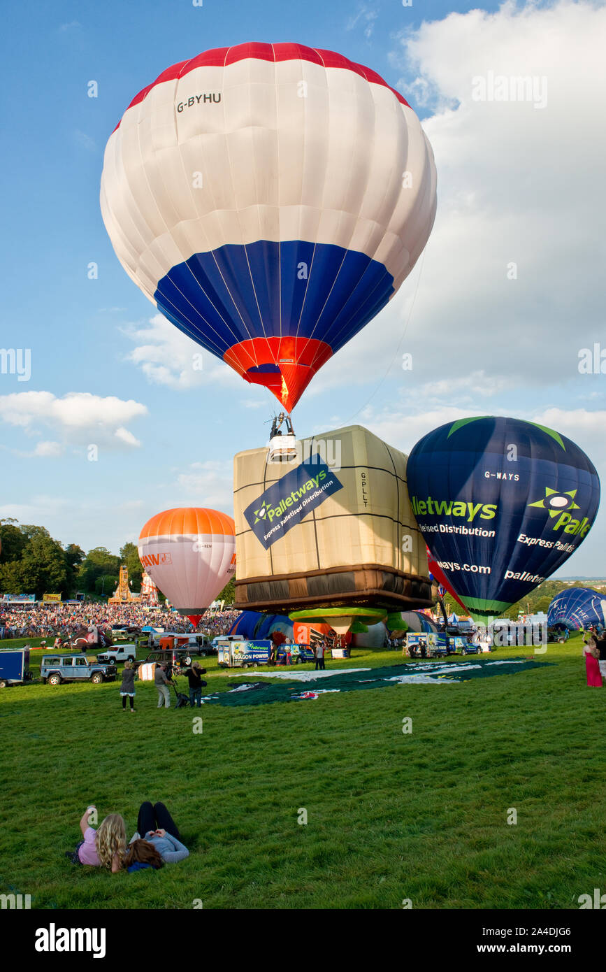Balloon take-off at Bristol International Balloon Fiesta. Bristol, England Stock Photo