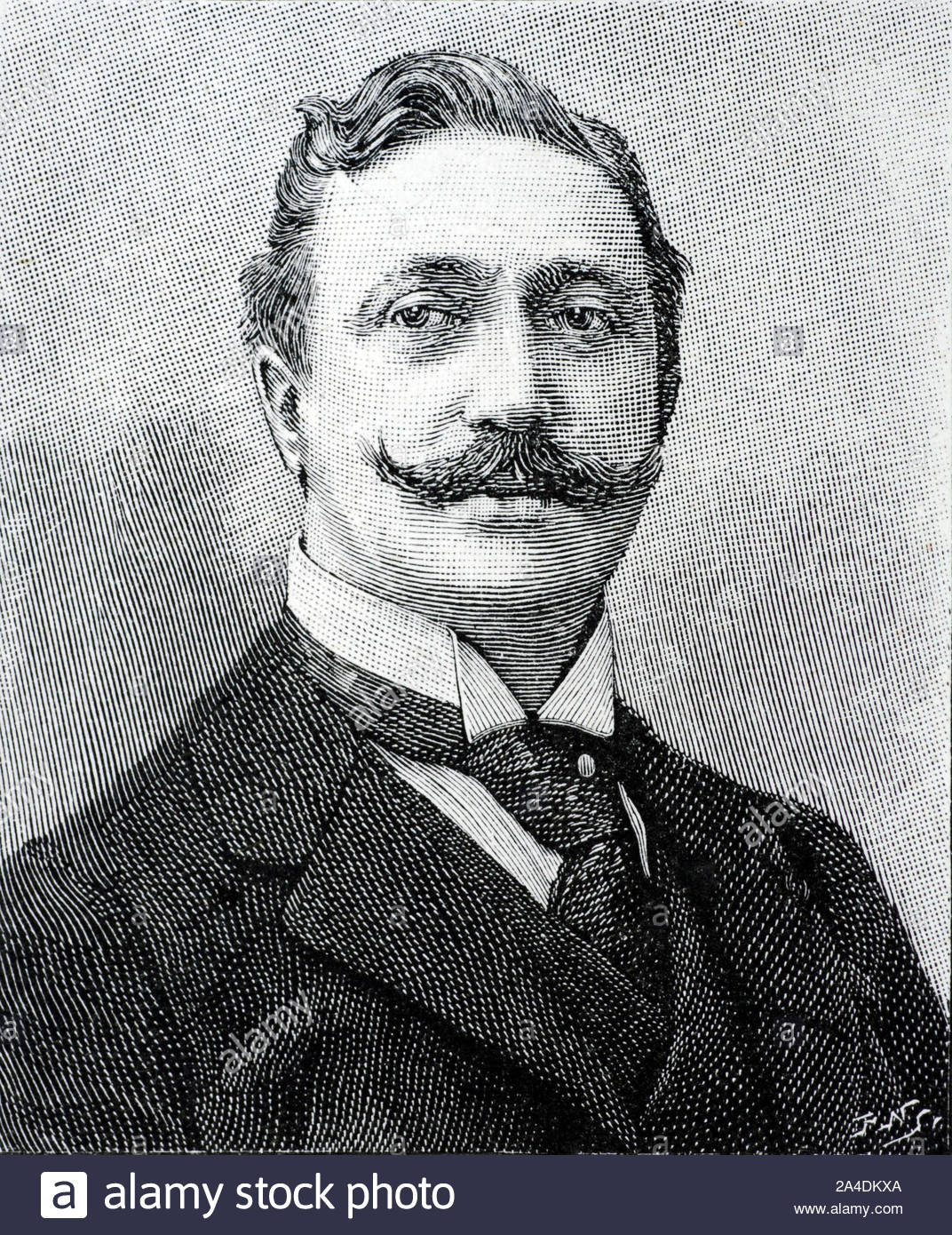Jean-Baptiste Édouard Detaille portrait, 1848 – 1912,  was a French painter and military artist, vintage illustration from 1895. Shown here aged 47. Stock Photo