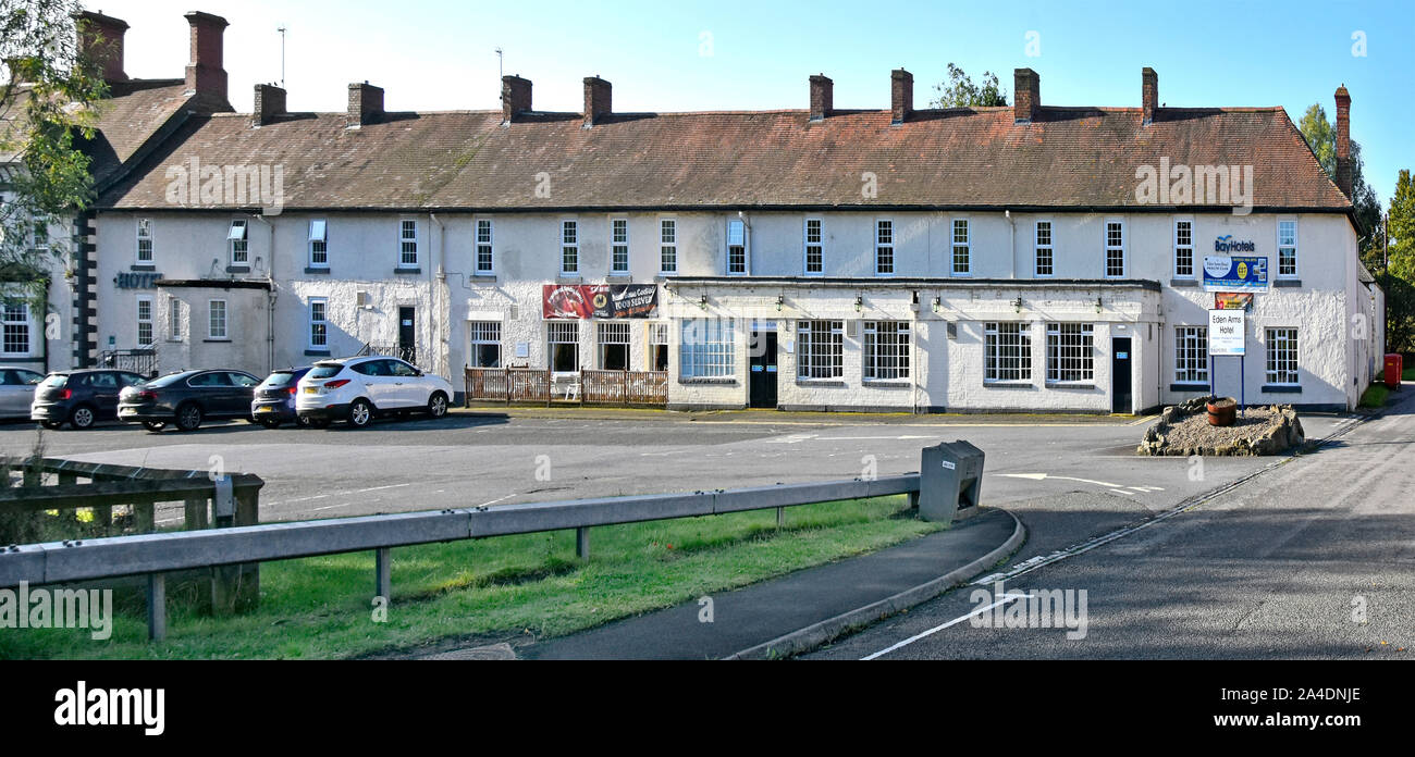 Part of old Bay Eden Arms Hotel long frontage with main restaurant & bedrooms Rushyford village in County Durham near Ferryhill & Chilton England UK Stock Photo