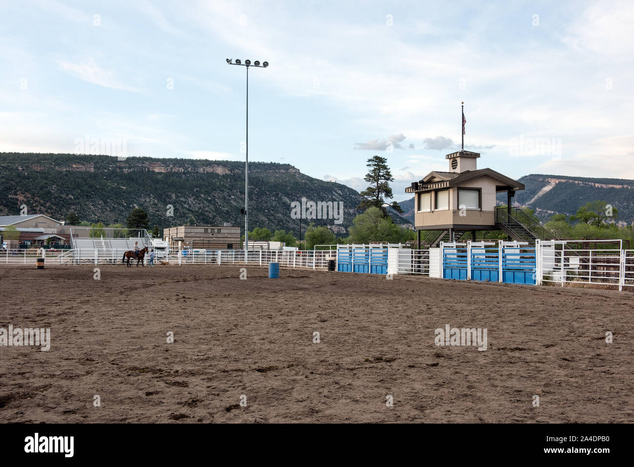 The  rodeo arena at the La Plata County Fairgrounds in Durango, Colorado Stock Photo