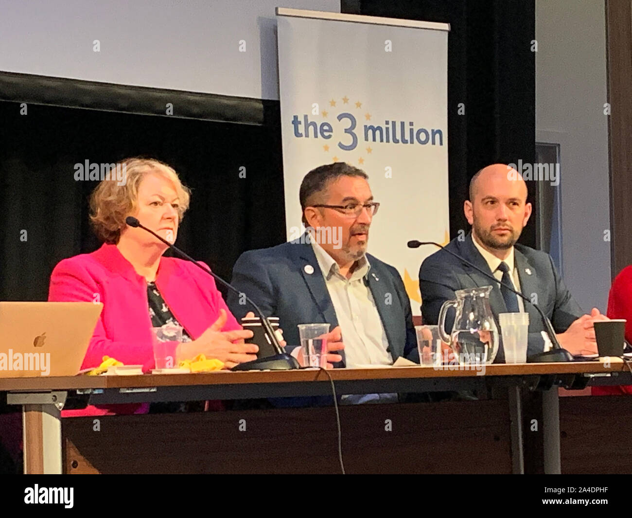 SNP MP Phillipa Whitford, SNP MEP Christian Allard and the Scottish Government's Migration Minister Ben Macpherson at they speak at a fringe event on European citizens at the 2019 SNP autumn conference at the Event Complex Aberdeen. Stock Photo