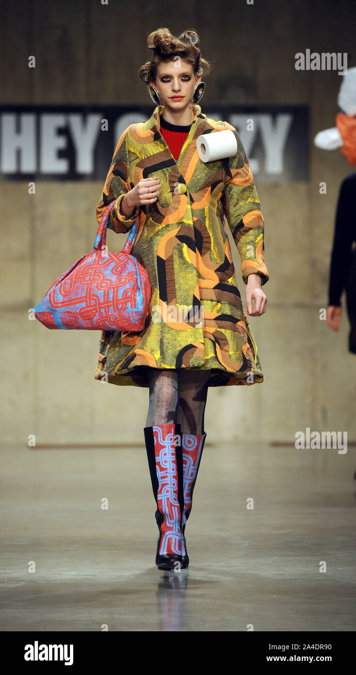 Photo Must Be Credited ©Kate Green/Alpha Press 076895 18/02/2013 Model on the catwalk at the Louise Gray Fashion Show during Autumn Winter 2013 London Fashion Week 2013 Stock Photo