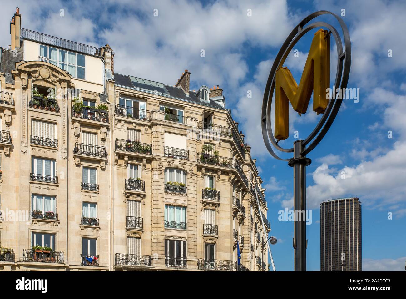 BUILDING FACADE ON BOULEVARD RASPAIL, MONTPARNASSE TOWER, METRO RASPAIL ...