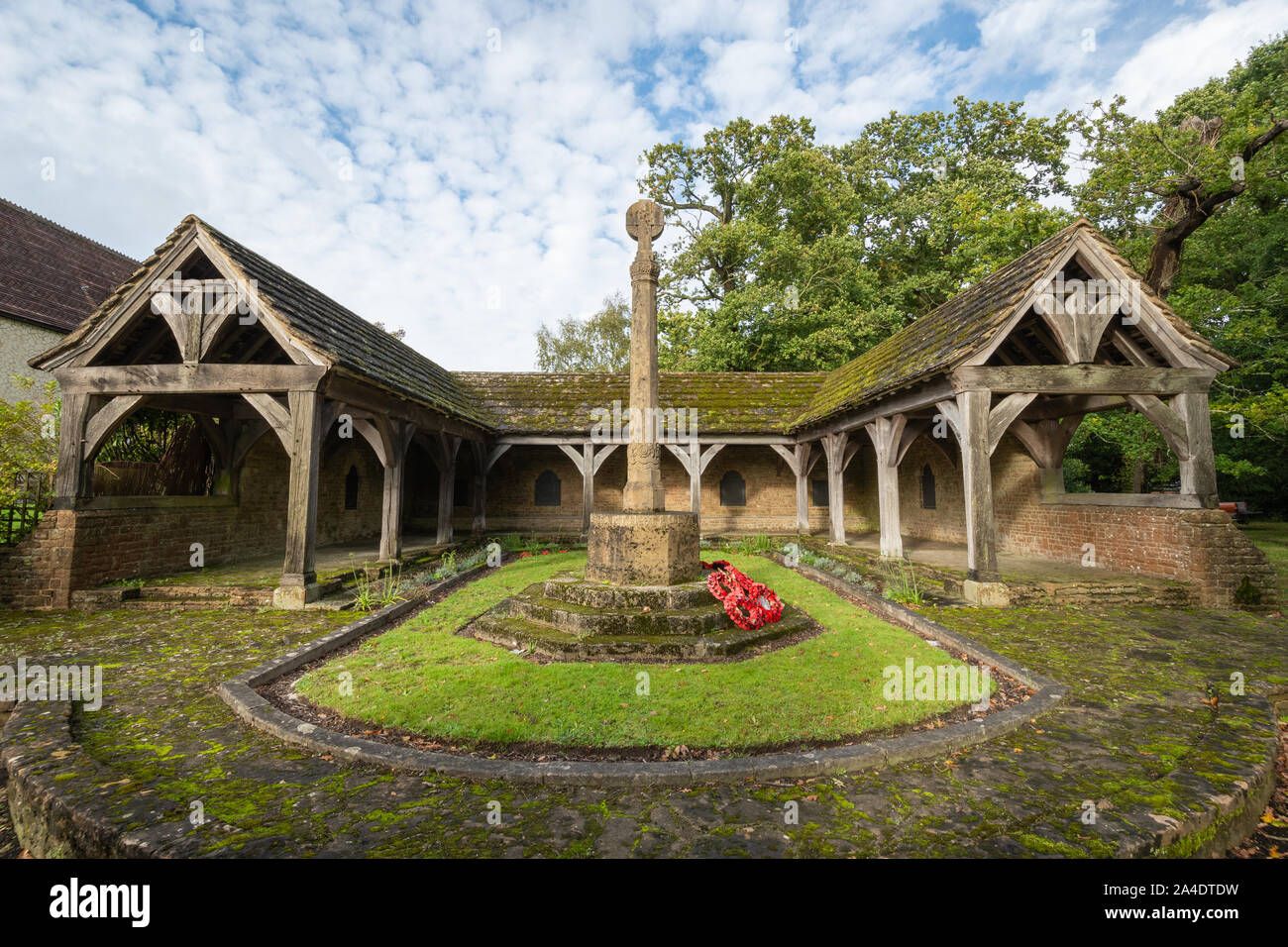 The first world war memorial cloister in the Hampshire village of Blackmoor, UK Stock Photo