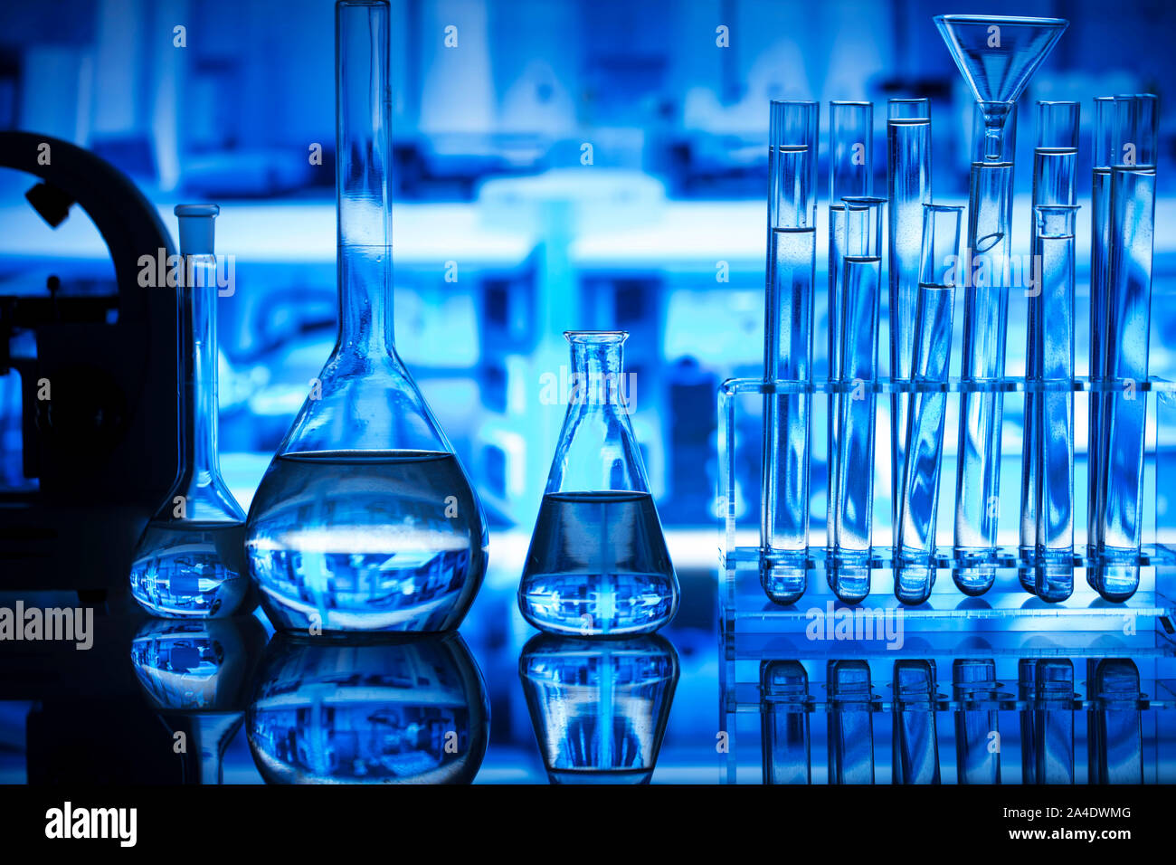 Science laboratory concept background. Microscope and laboratory