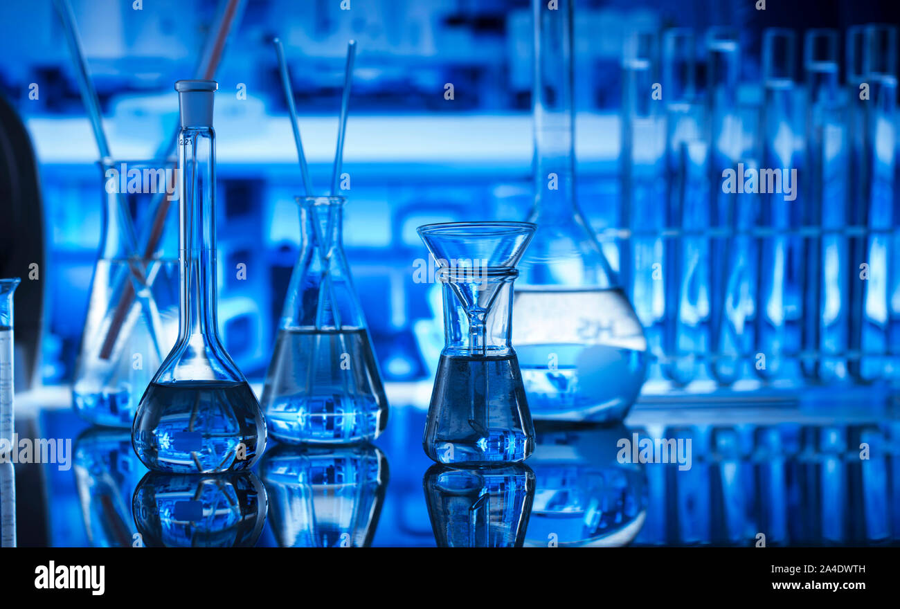 Science laboratory concept background. Microscope and laboratory