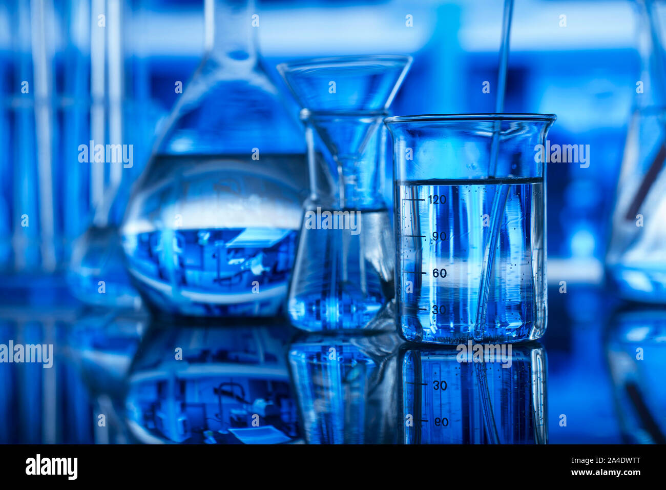 Science laboratory concept background. Microscope and laboratory