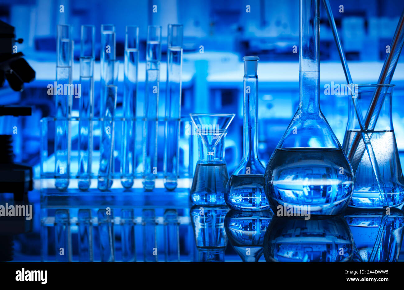 Science laboratory concept background. Microscope and laboratory