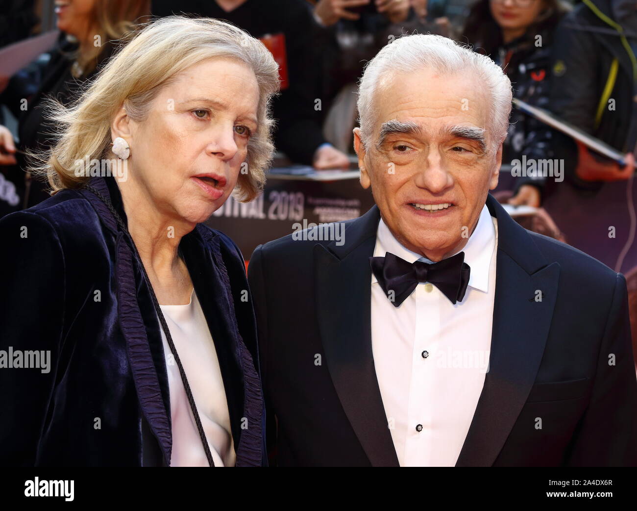 London, UK. 13th Oct, 2019. Helen Morris and Martin Scorsese attend “The Irishman” International Premiere and closing Gala during the 63rd BFI London Film Festival at the Odeon Luxe Leicester Square in London. Credit: SOPA Images Limited/Alamy Live News Stock Photo